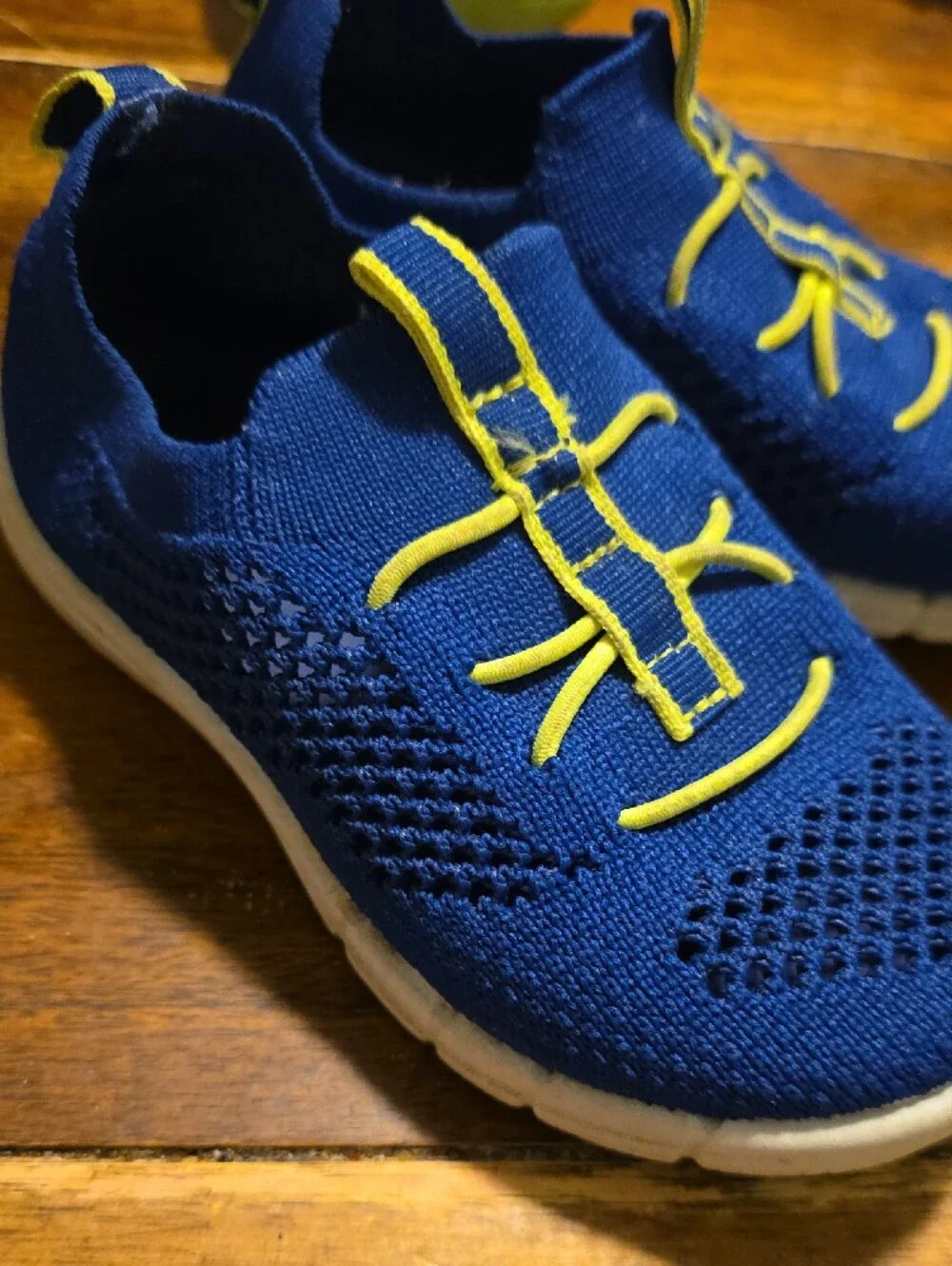 OshKosh B'gosh Navy Blue Knit Sneakers with Yellow Accents